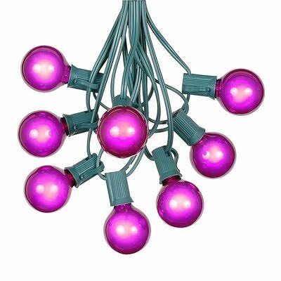 G40 Patio 25 ft. 25-Light Globe String Lights The Party Aisle Bulb Color: Purple, Cord Color: Green