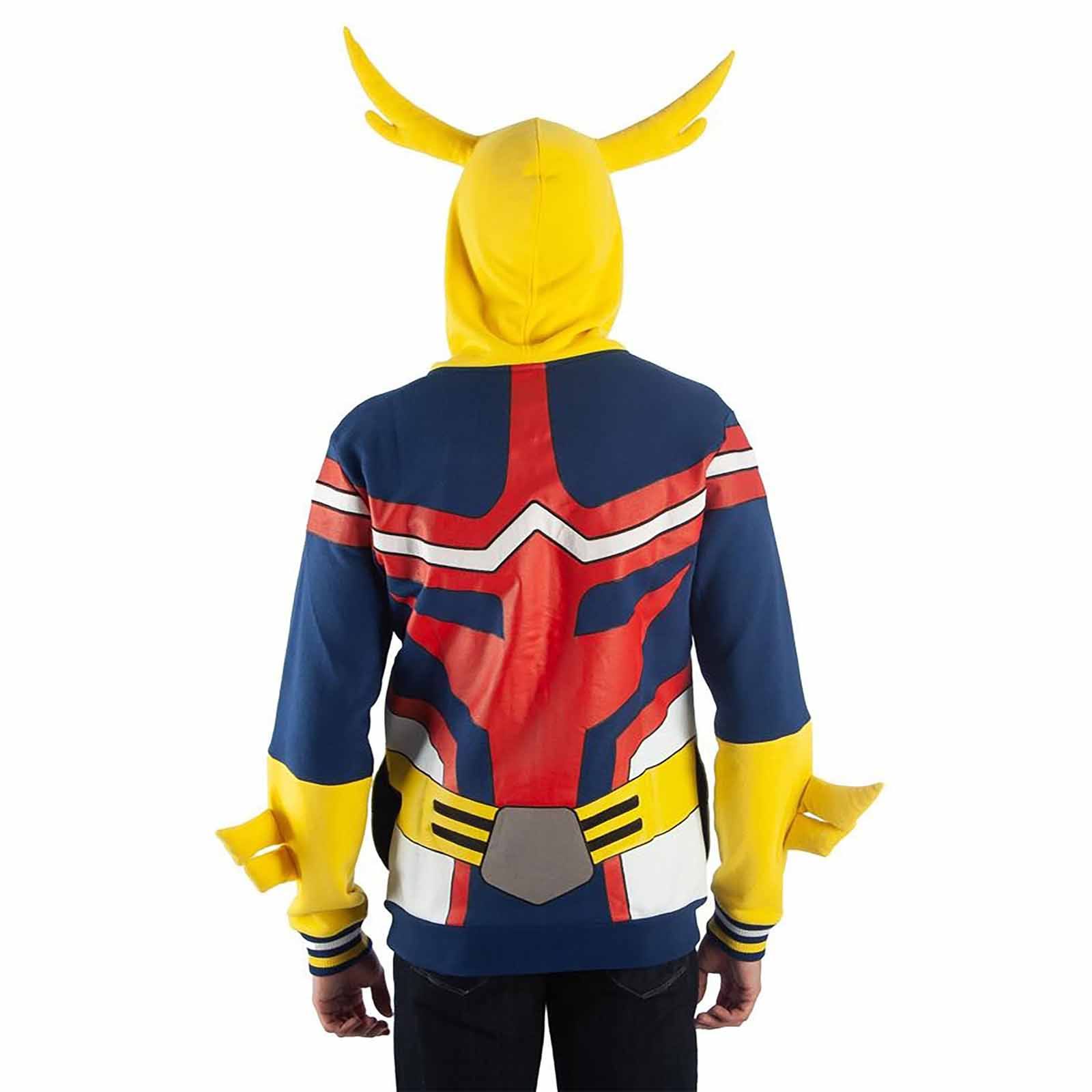 Bioworld Men's Sweatshirt and Hoodie My Hero All Might Navy & Yellow Hoodie L