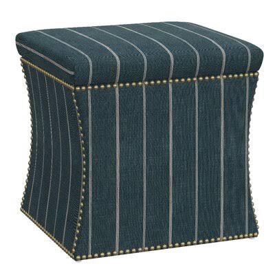 Birch Lane Joao 19&& Wide Rectangle Storage Ottoman Fabric: Fritz Indigo Cotton Blend, Nailhead Detail: Pewter