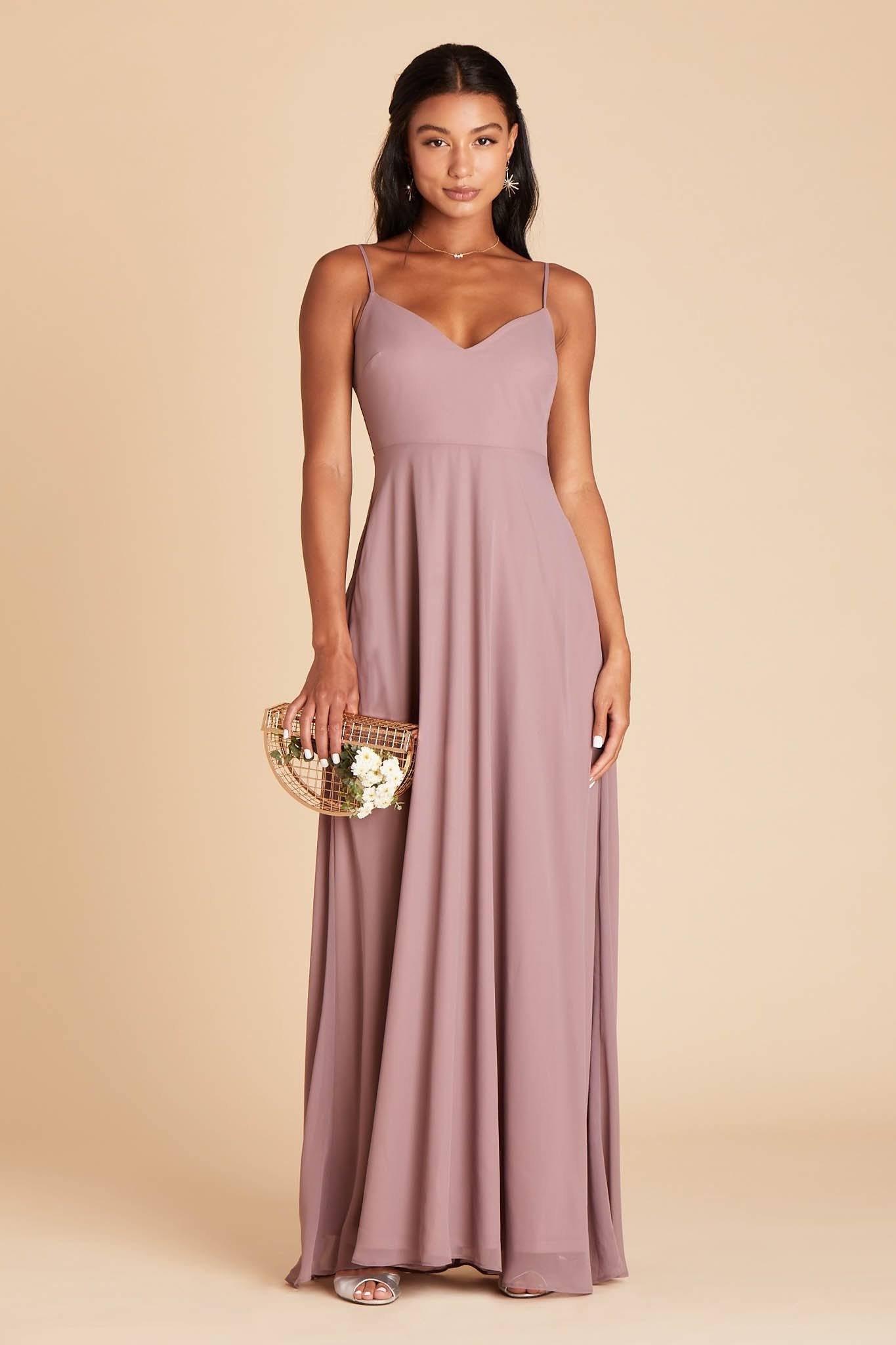 Birdy Grey Devin Convertible Chiffon Bridesmaid Dress in Dark Mauve Xs / Dark Mauve / No Slit