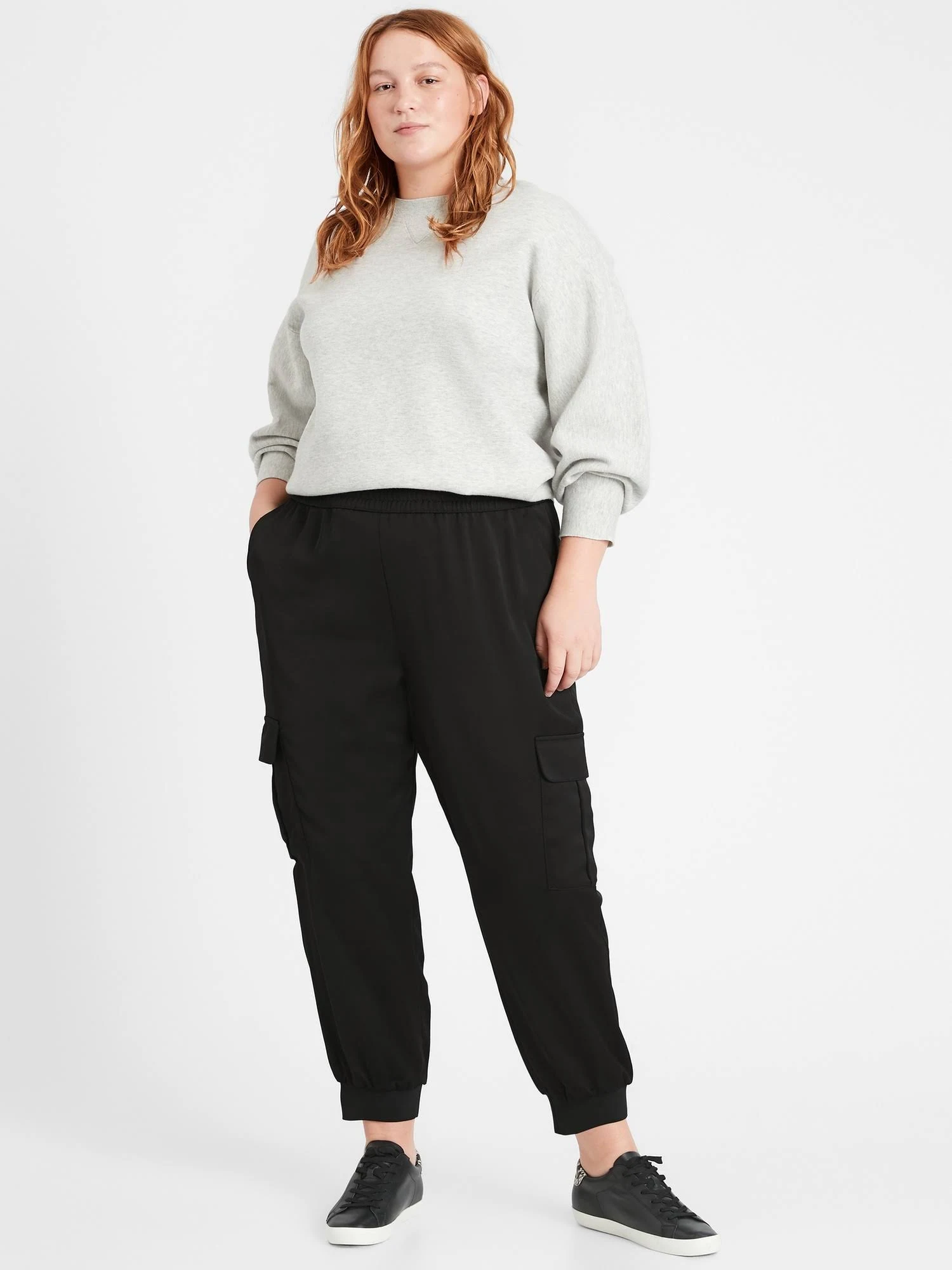 Banana Republic Women's Satin Cargo Jogger Black Size XL