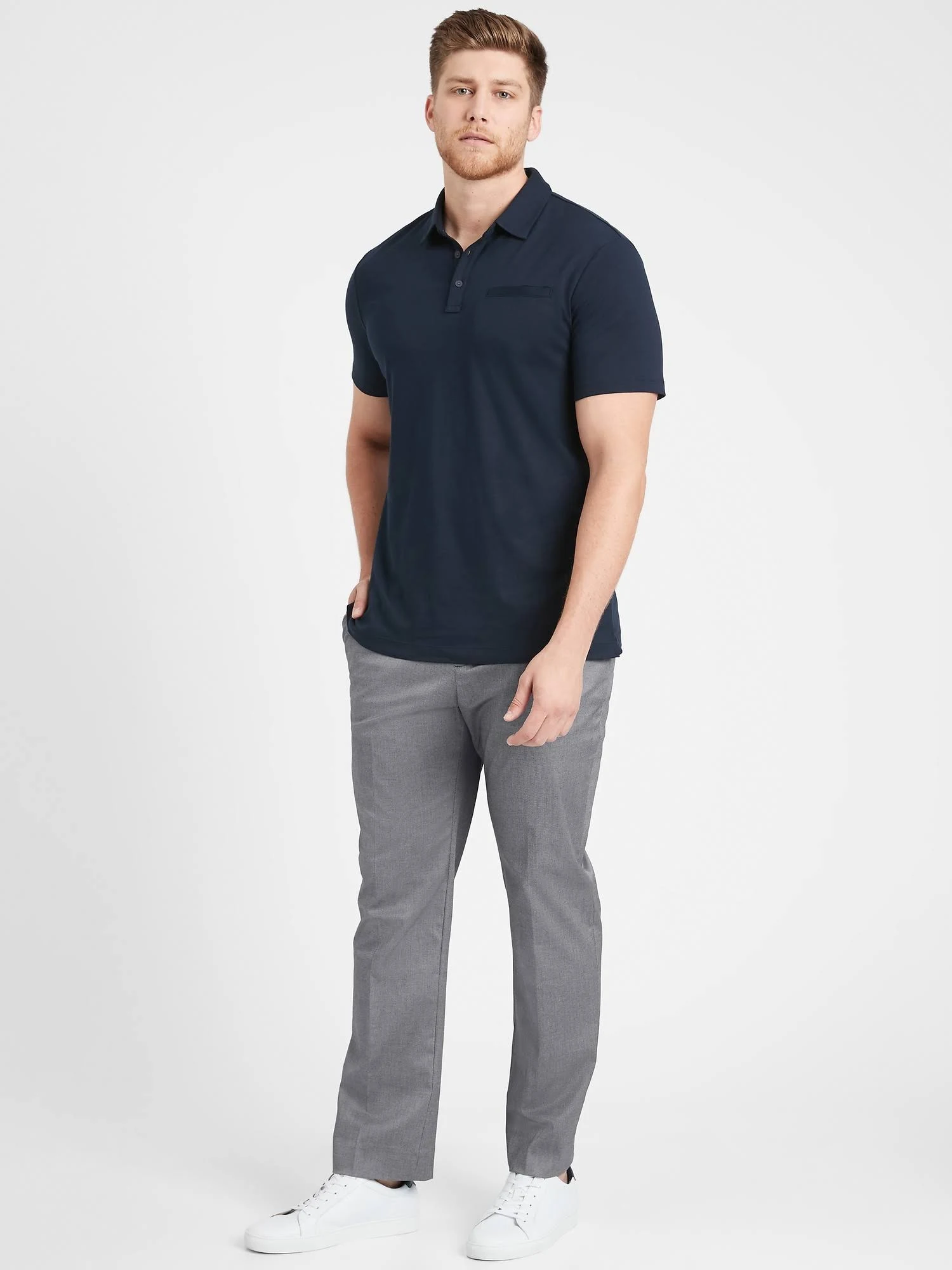 Banana Republic Men's Slim Non-Iron Stretch Cotton Solid Pant Gray Size 34W 32L