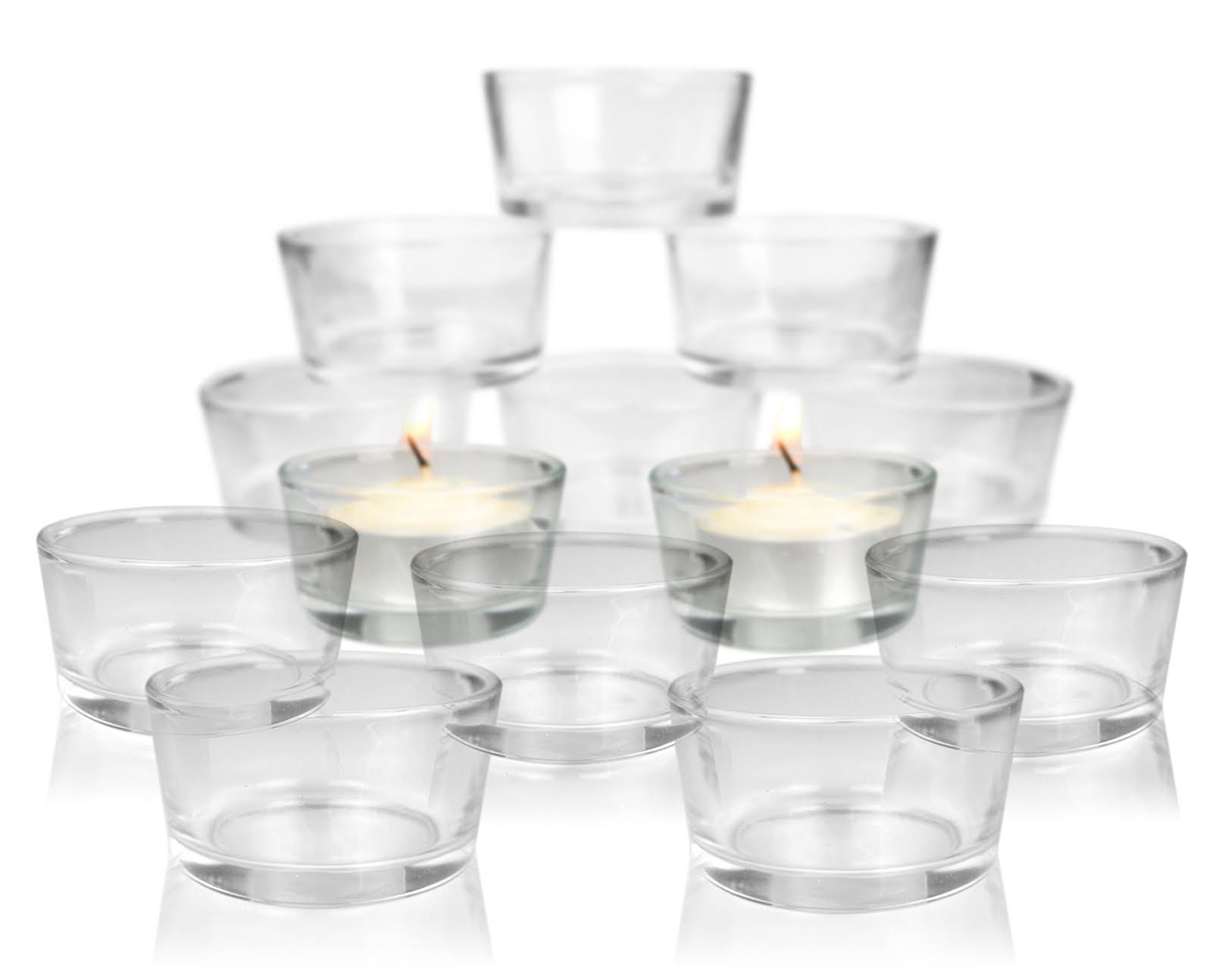 BANBERRY Designs Bulk Set of 72 Glass Tea Light Holders - Clear Glass Ideal for Weddings, Party Decor or Holiday Centerpieces