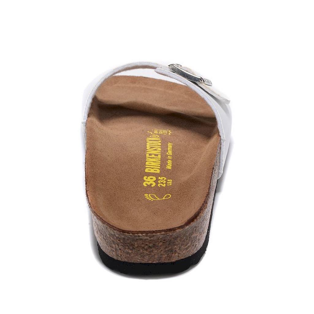 Birkenstock Adult Madrid Big Buckle White Birko-Flor Patent Slides