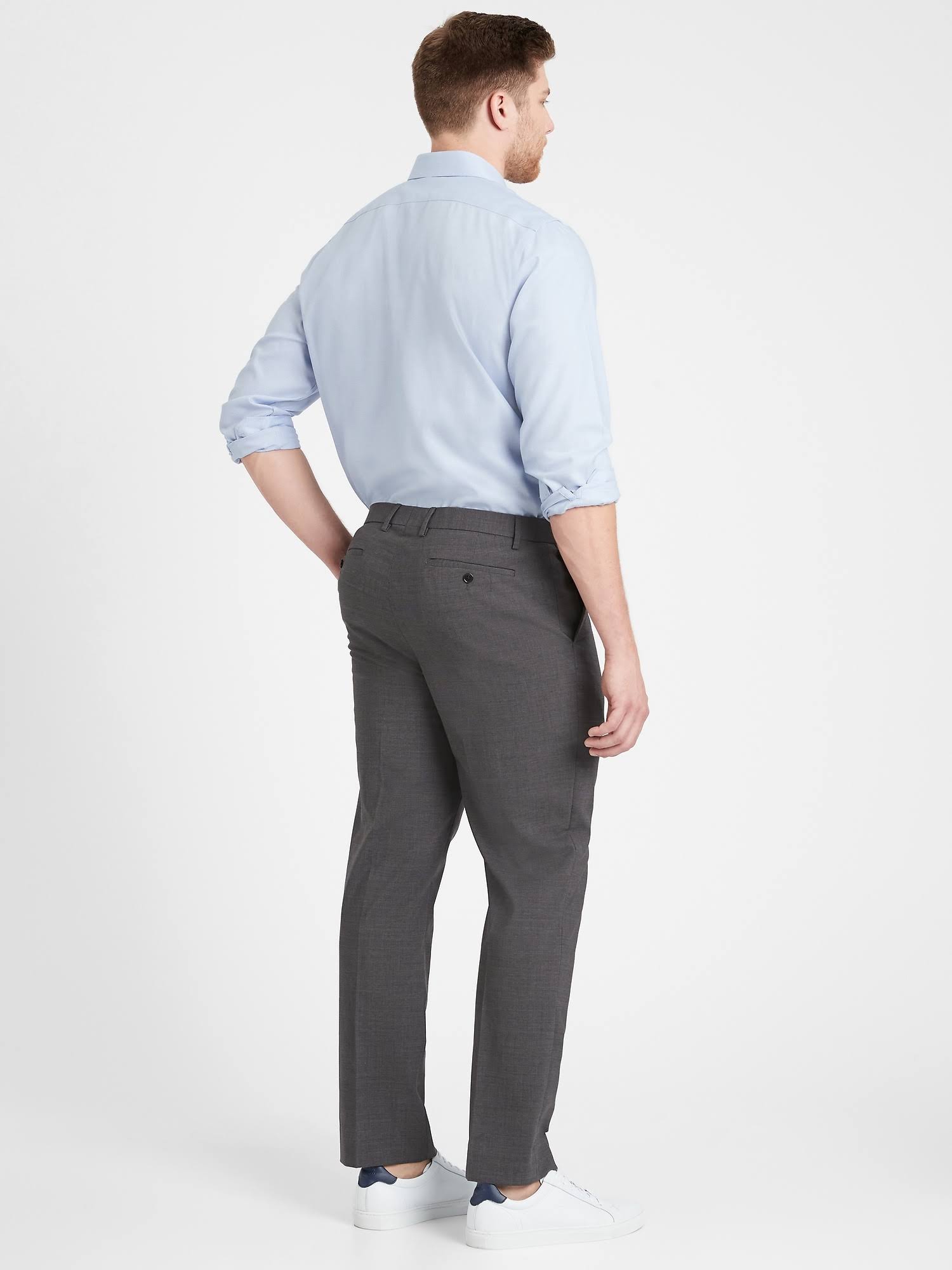 Banana Republic Men's Slim Performance Stretch Wool Dress Pant Charcoal Size 33W 32L