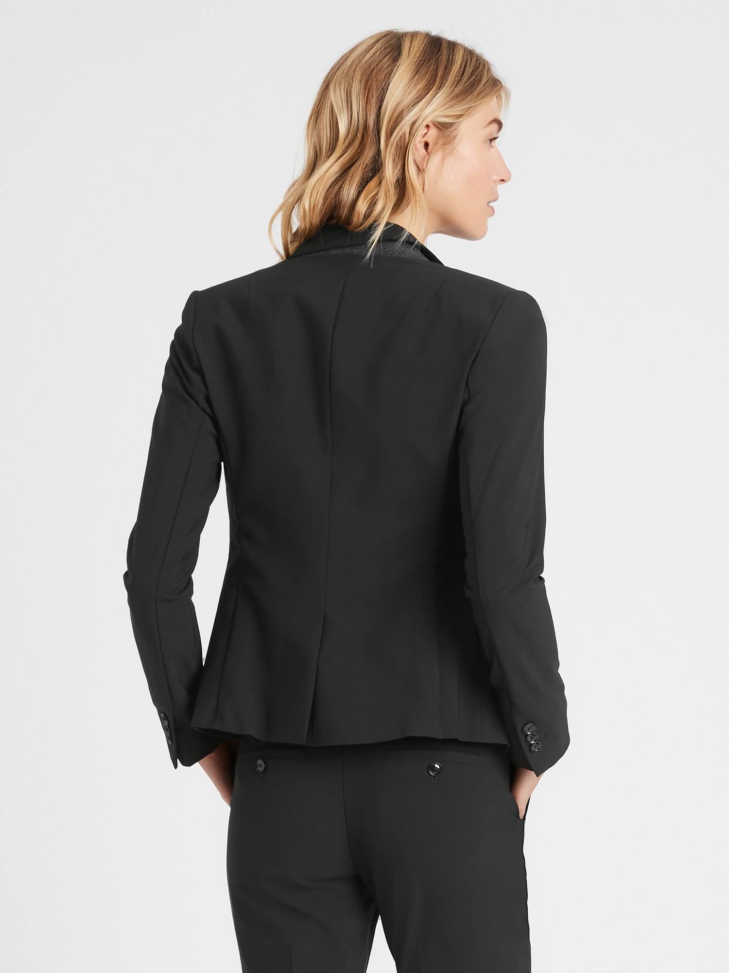 Banana Republic Women's Classic-Fit Washable Italian Wool-Blend Blazer Black Size 4