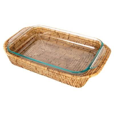 Artifacts Trading Rattan Rectangular Baker Basket with Pyrex Included