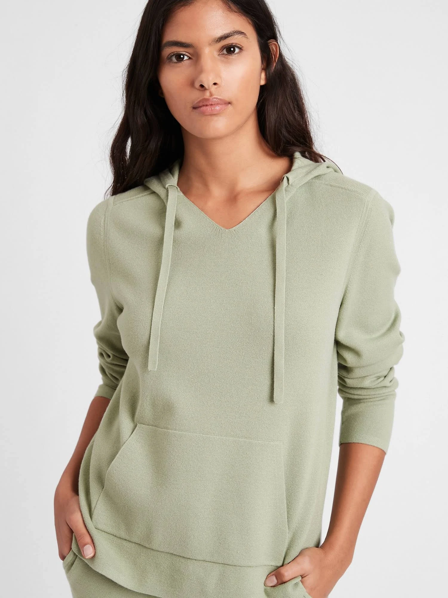 Banana Republic Women's Sweater Hoodie Green Sage Bouquet Size Xs