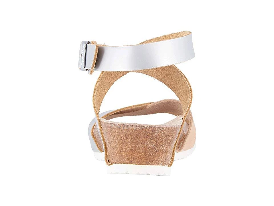 Birkenstock Women's Lola Metallic Leather Wedge Sandals - Silver - Size 7