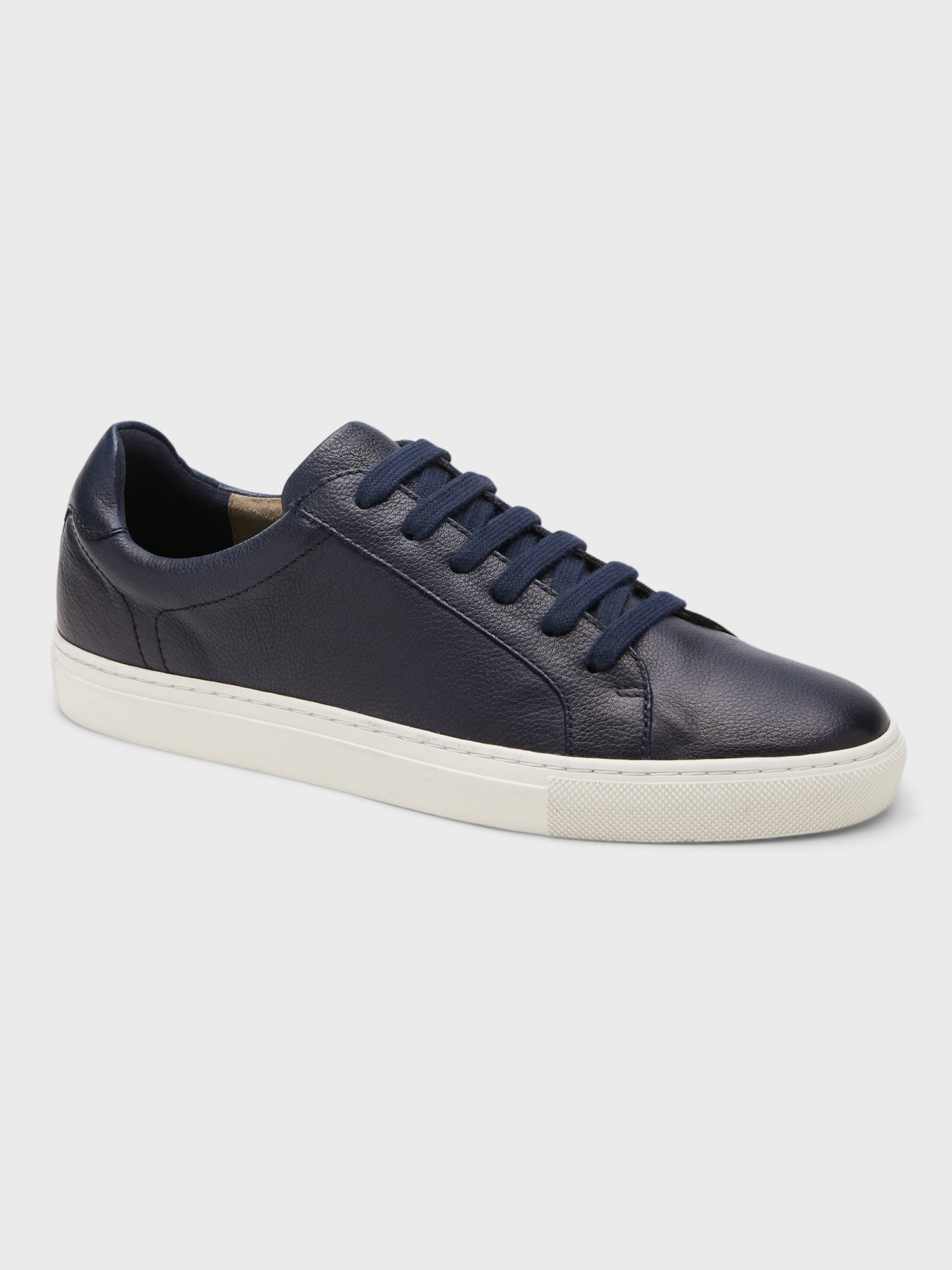 Banana Republic Men's Nicklas Leather Sneaker Navy Size 10 1/2