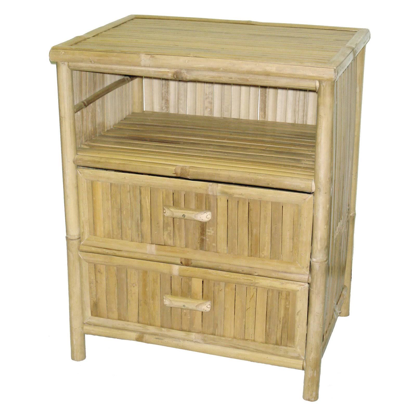 Bamboo54 5478 Natural Bamboo Table-Stand with 2 Drawers
