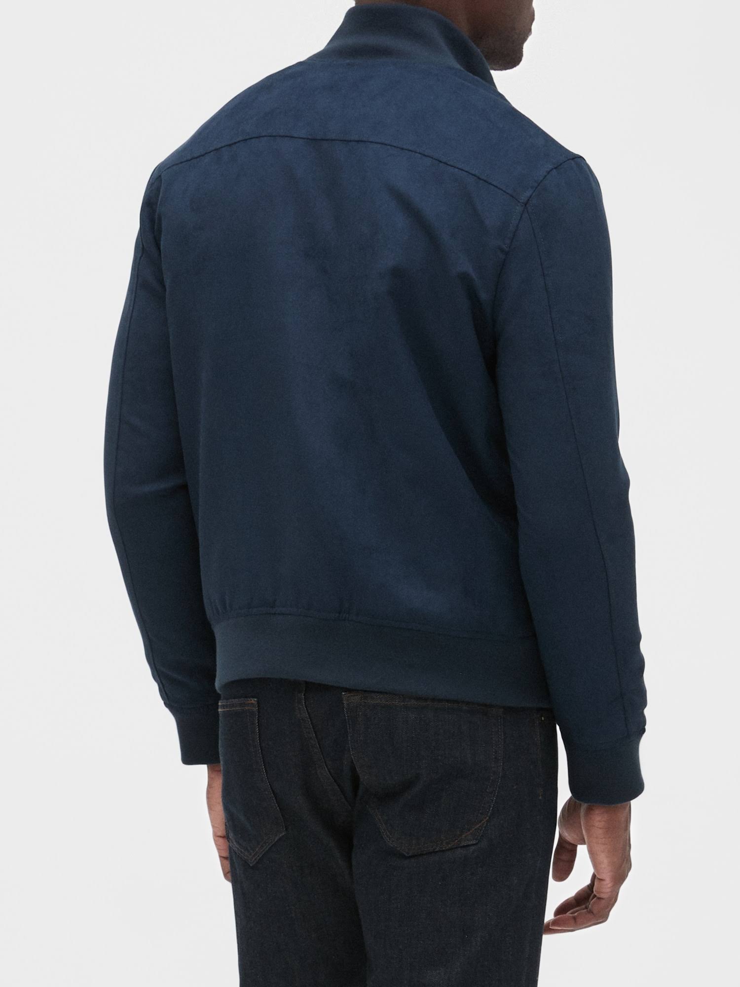 Banana Republic Factory Men's Vegan Suede Button Front Jacket Preppy Navy Regular Size L