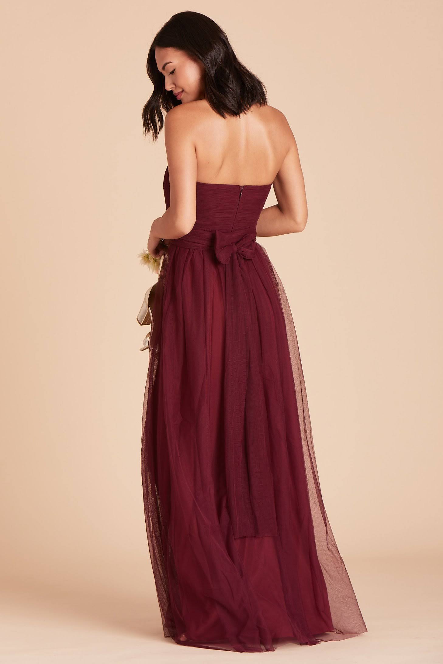 Birdy Grey Christina Convertible Tulle Bridesmaid Dress in Cabernet Xs / Cabernet