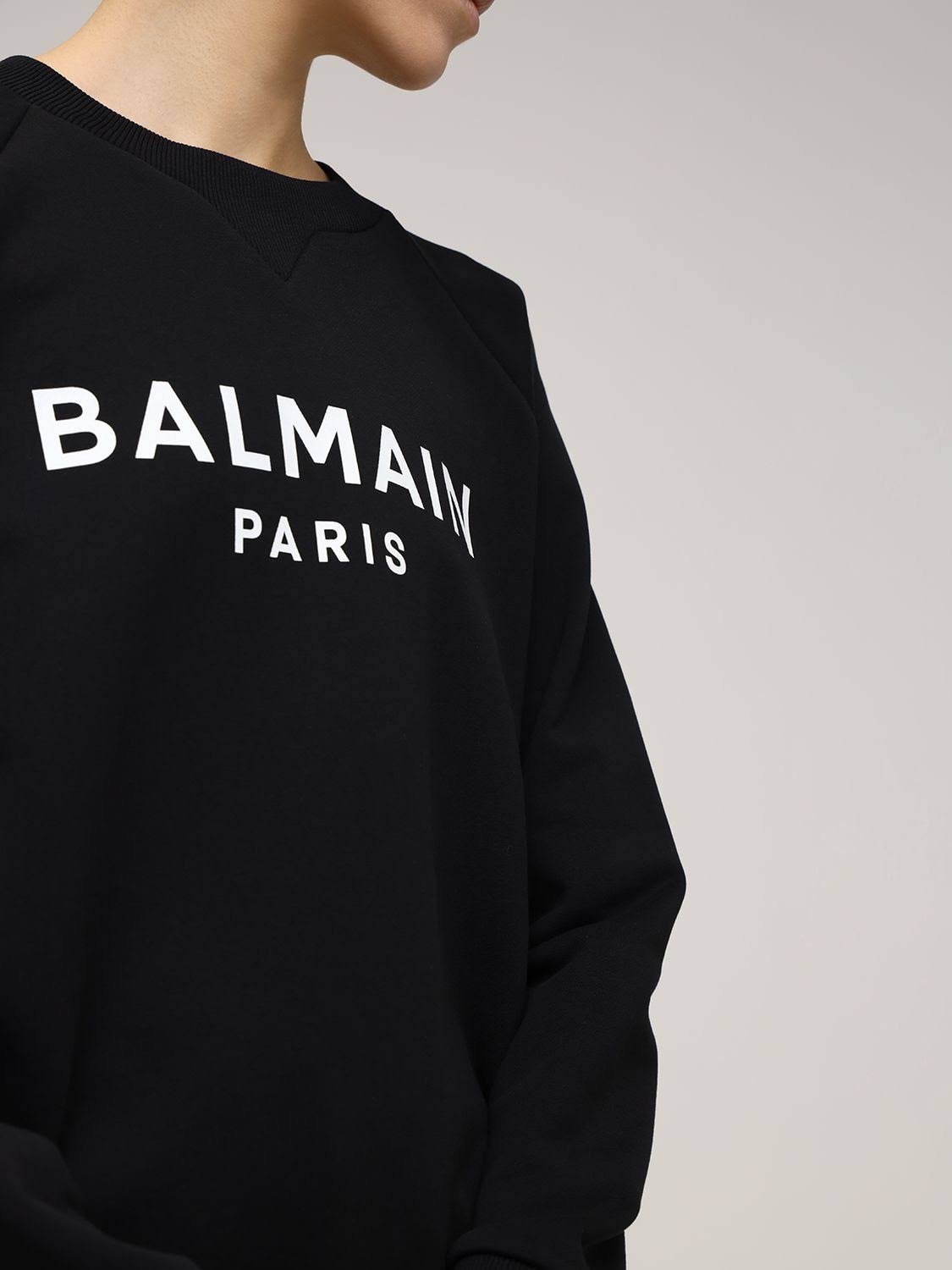Balmain Logo Cotton Jersey Sweatshirt - Black - Sweatshirts