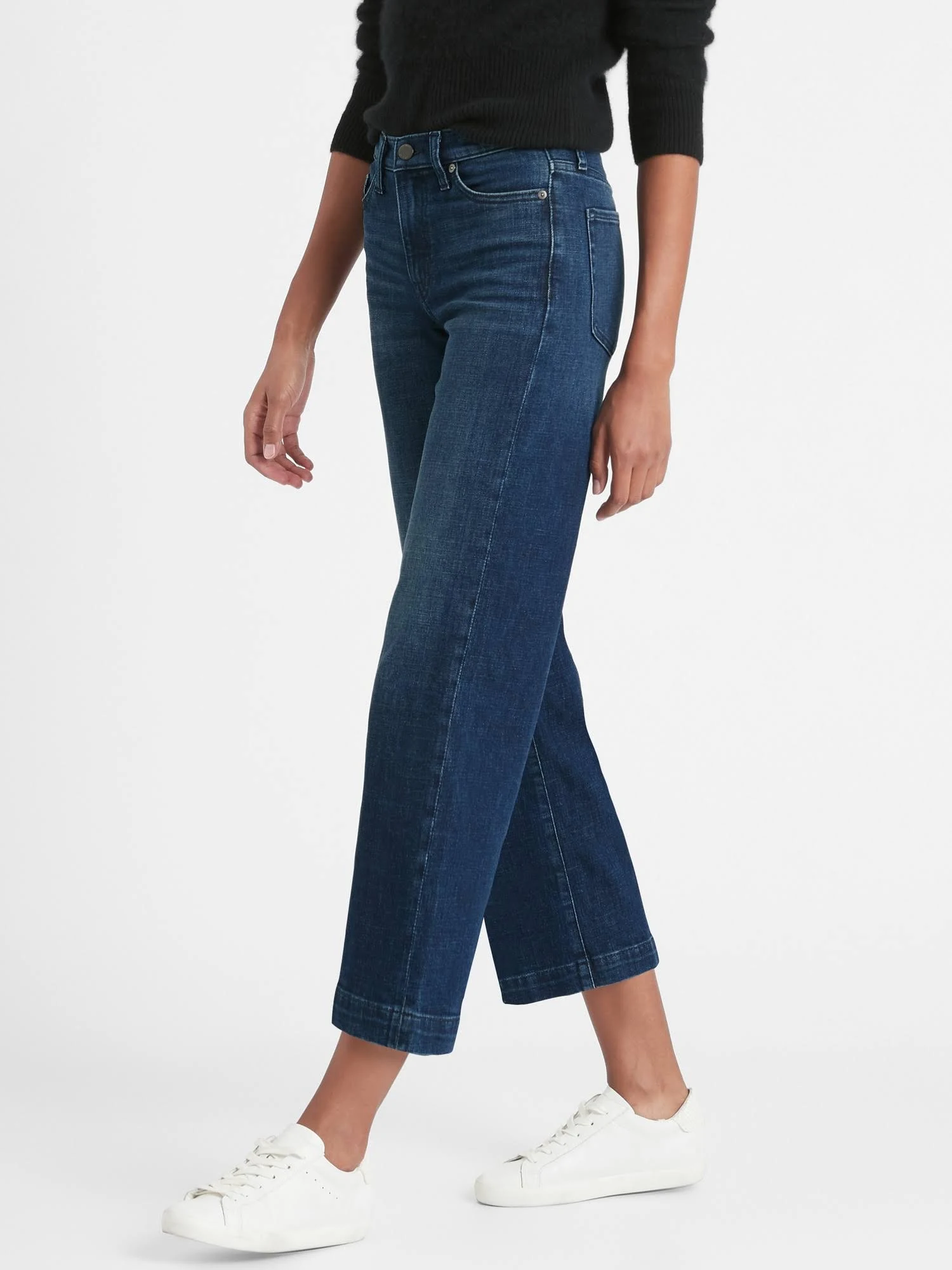 Banana Republic Women's High-Rise Wide-Leg Cropped Jean Medium Wash Size 25 Short