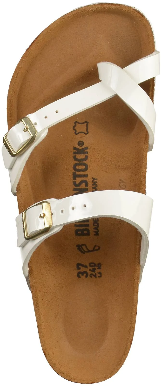 Birkenstock Mayari Birko-Flor Patent White Thong Sandals