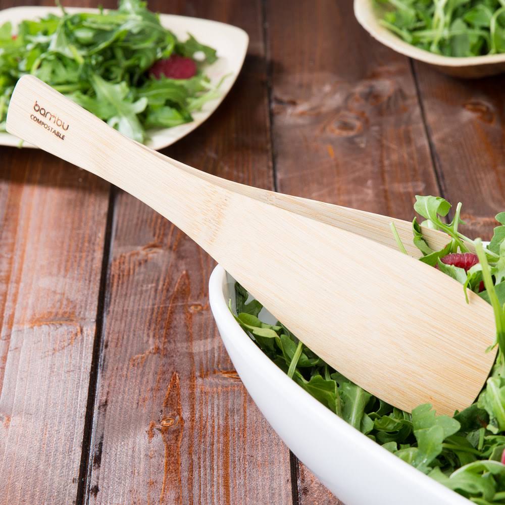 Bambu 064200 Veneerware 9x22 Disposable Bamboo Tongs - 36/Case