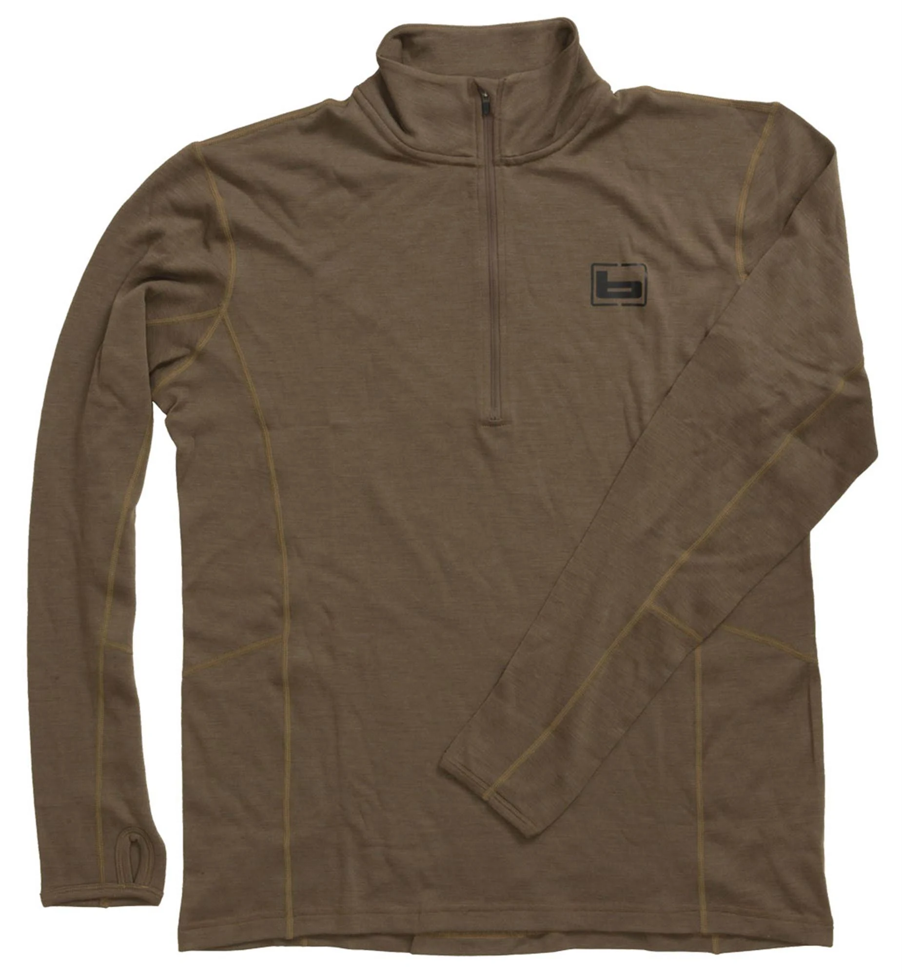 Banded Base Merino Wool 1/4 Zip Pullover 180 Gram, Mens, Light Chocolate, Medium