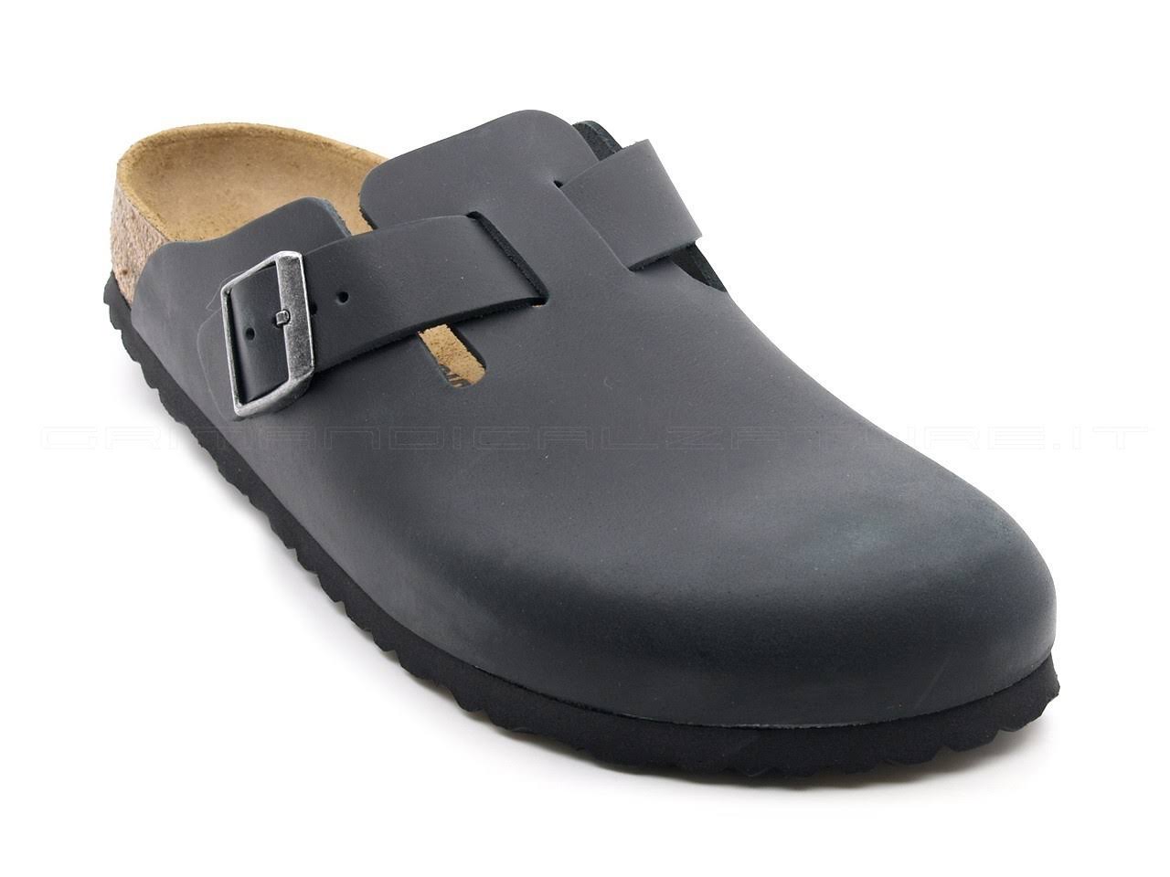 Birkenstock Boston Oiled Leather Black Clogs