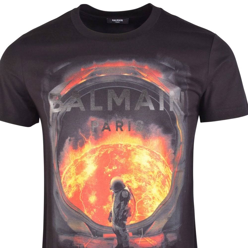 Balmain Black Apocalypse Print T-Shirt Size: S