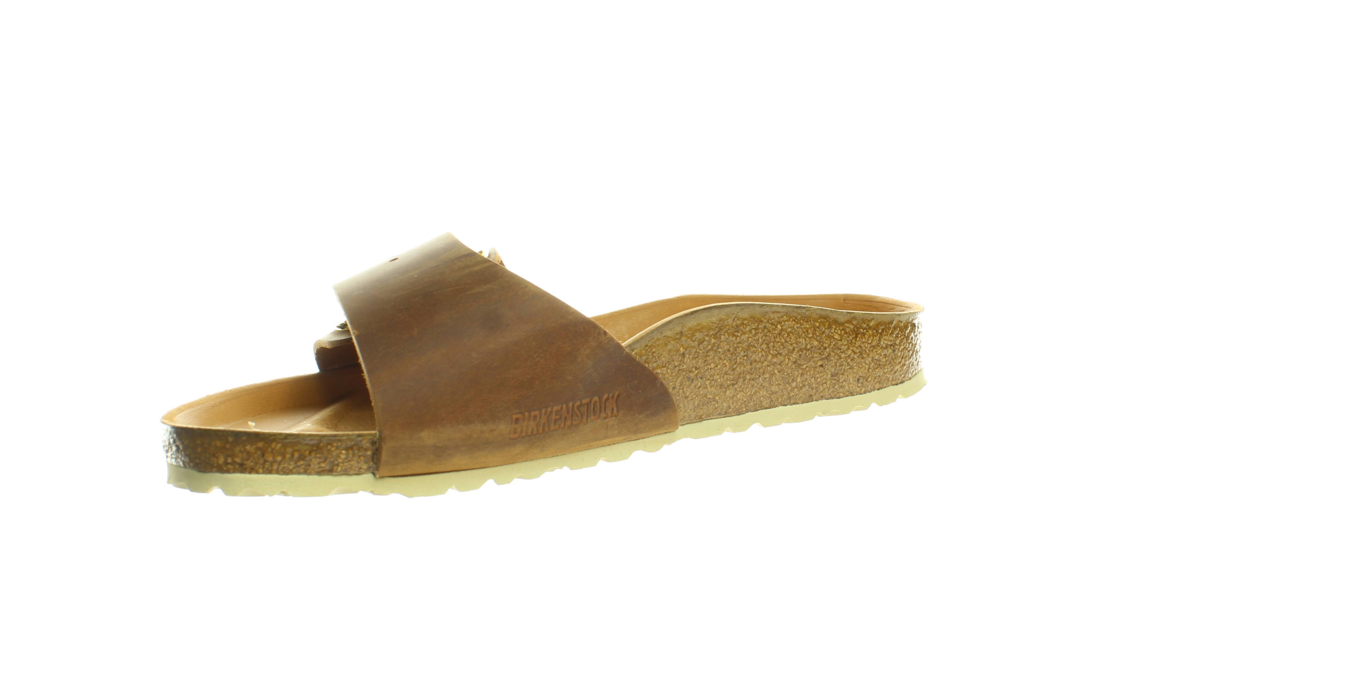 Birkenstock Women's Madrid Big Buckle Oiled Leather Double Strap Sandals - Cognac - EU 42