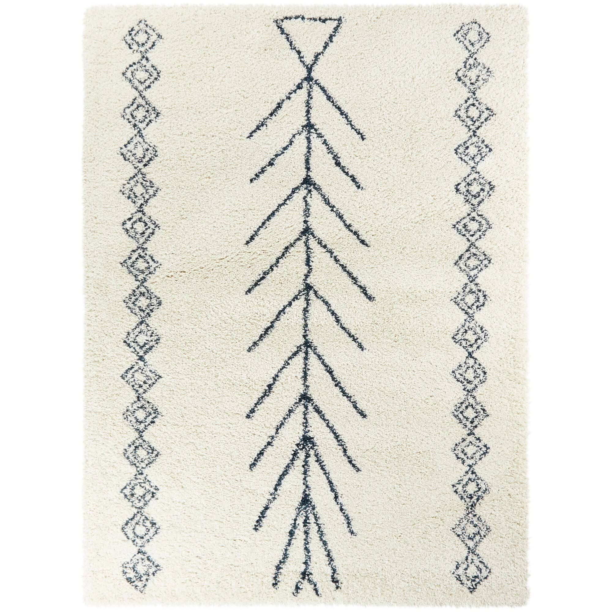 Amaru Geometric Shag Area Rug - 2&7x22 x 7& Runner - White