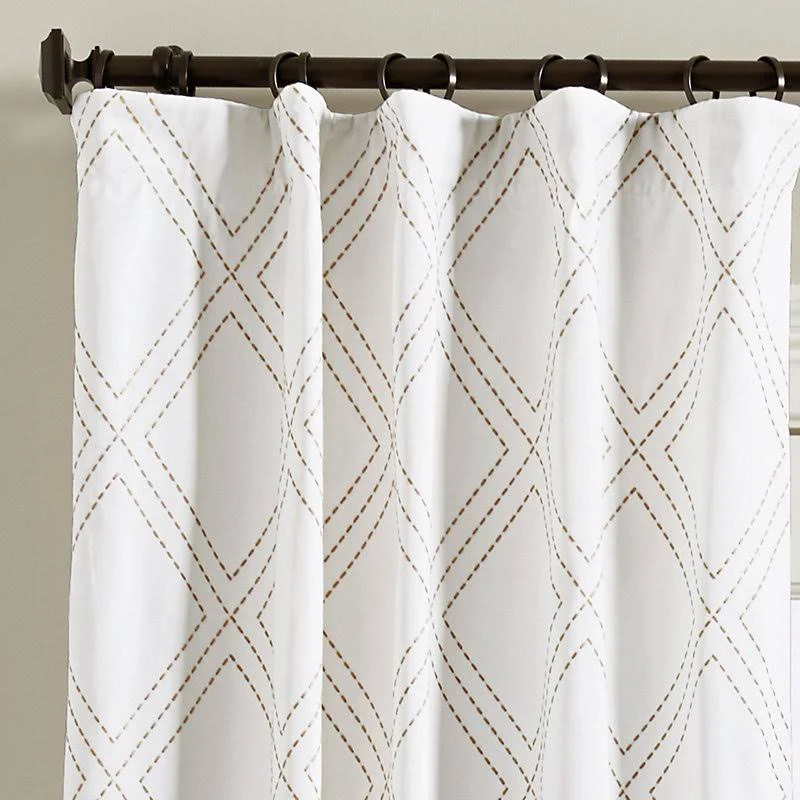 Le Lattis Embroidered Drapery Panel Gray 108x22 - Ballard Designs