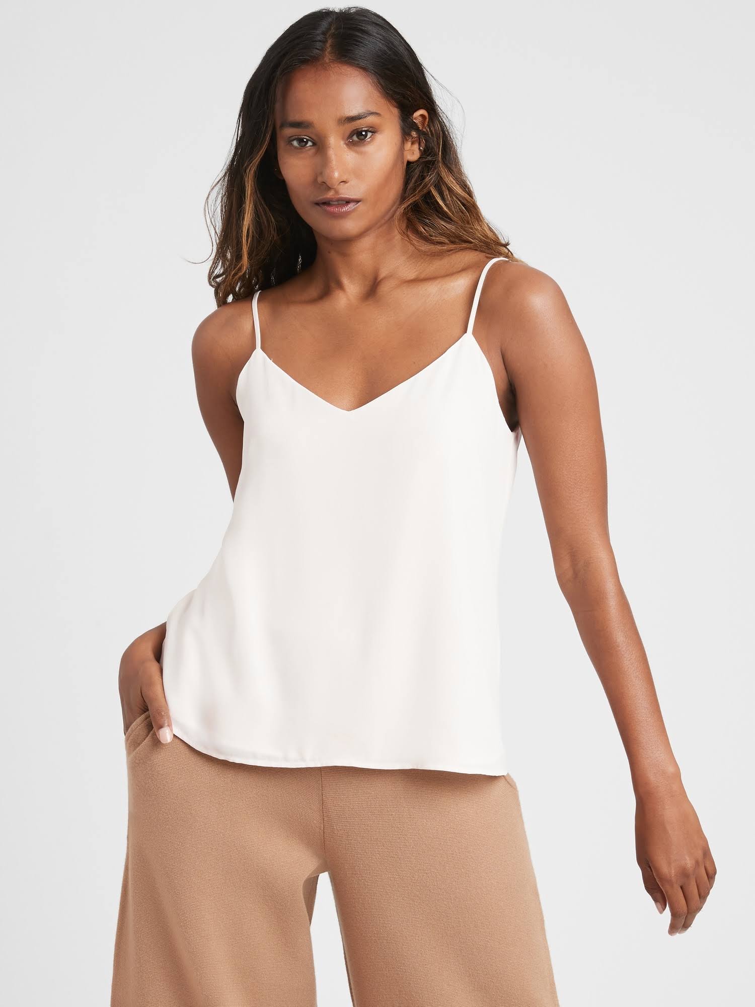 Banana Republic Women's Solid Strappy Camisole Ivory White Size L