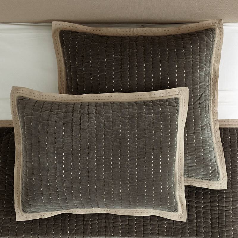 Lucca Velvet Stitched Sham Indigo Euro - Ballard Designs