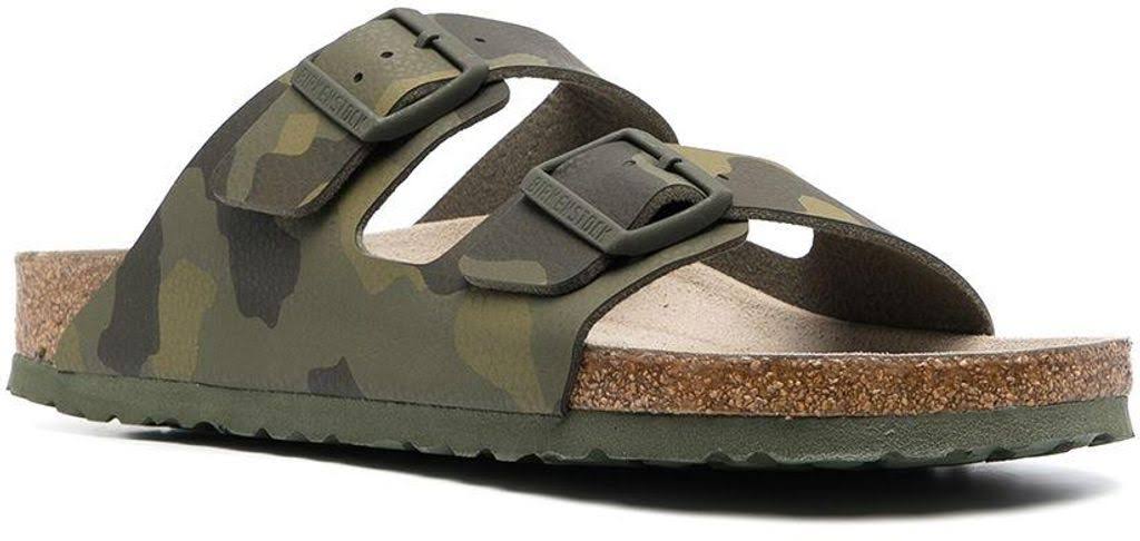Birkenstock Arizona Camouflage-Print Leather Sandals - Green