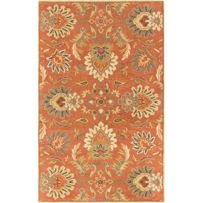 Gaither Hand-Tufted Wool Burnt Orange/Carmel Area Rug Charlton Home