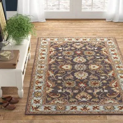 Massima Oriental Handmade Tufted Wool Charcoal Area Rug Birch Lane Rug Size: Rectangle 12& x 15&