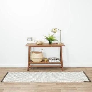 Oscar Geometric Modern Area Rug (2& x 7& Runner - Grey), Black