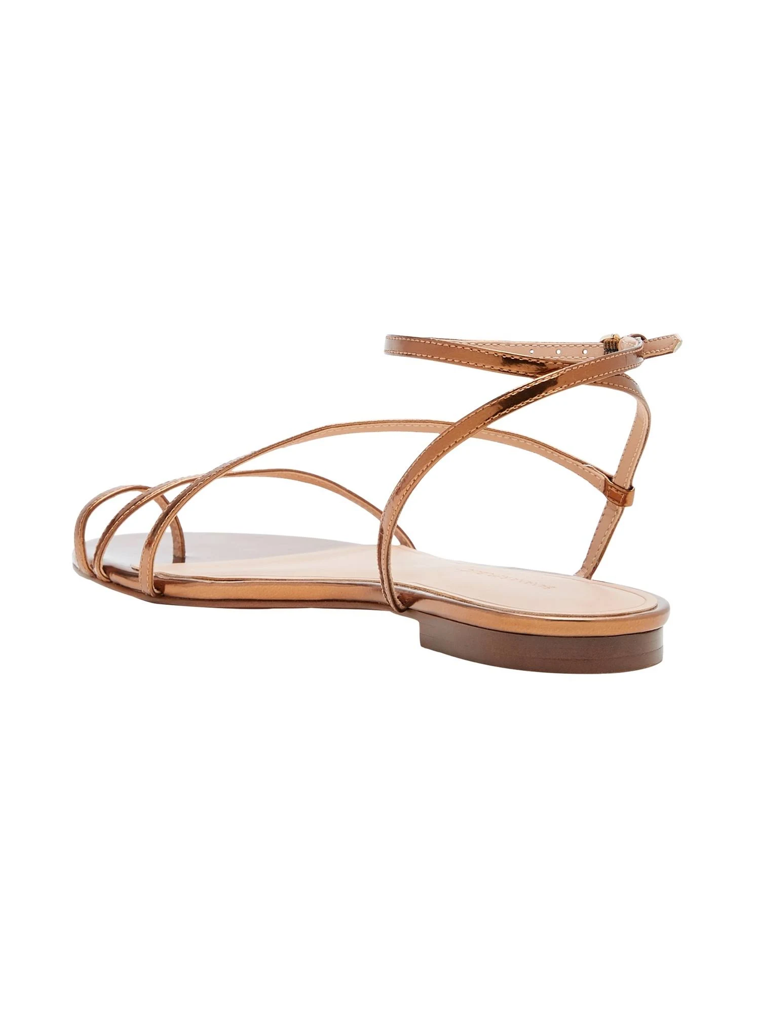 Banana Republic Women's Metallic Strappy Flat Sandal Bronze Vegan Leather Size 8 1/2