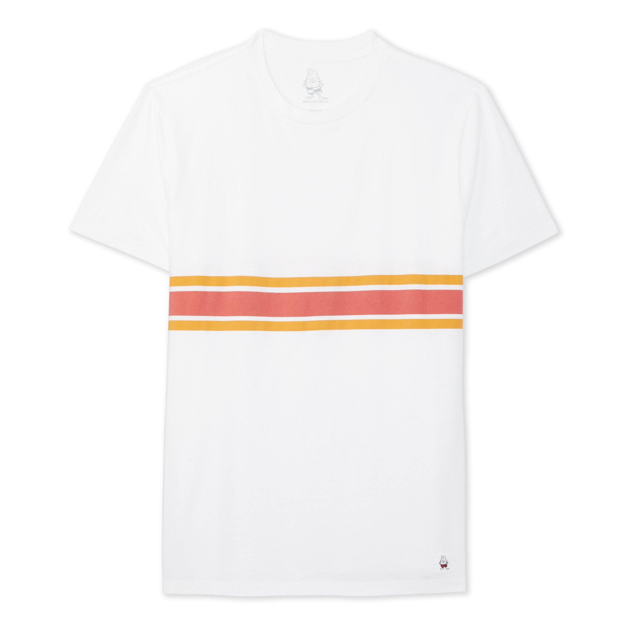 3 Stripe Comp T-Shirt - White & Paprika / Gold | Birdwell M / White, Paprika & Gold 139