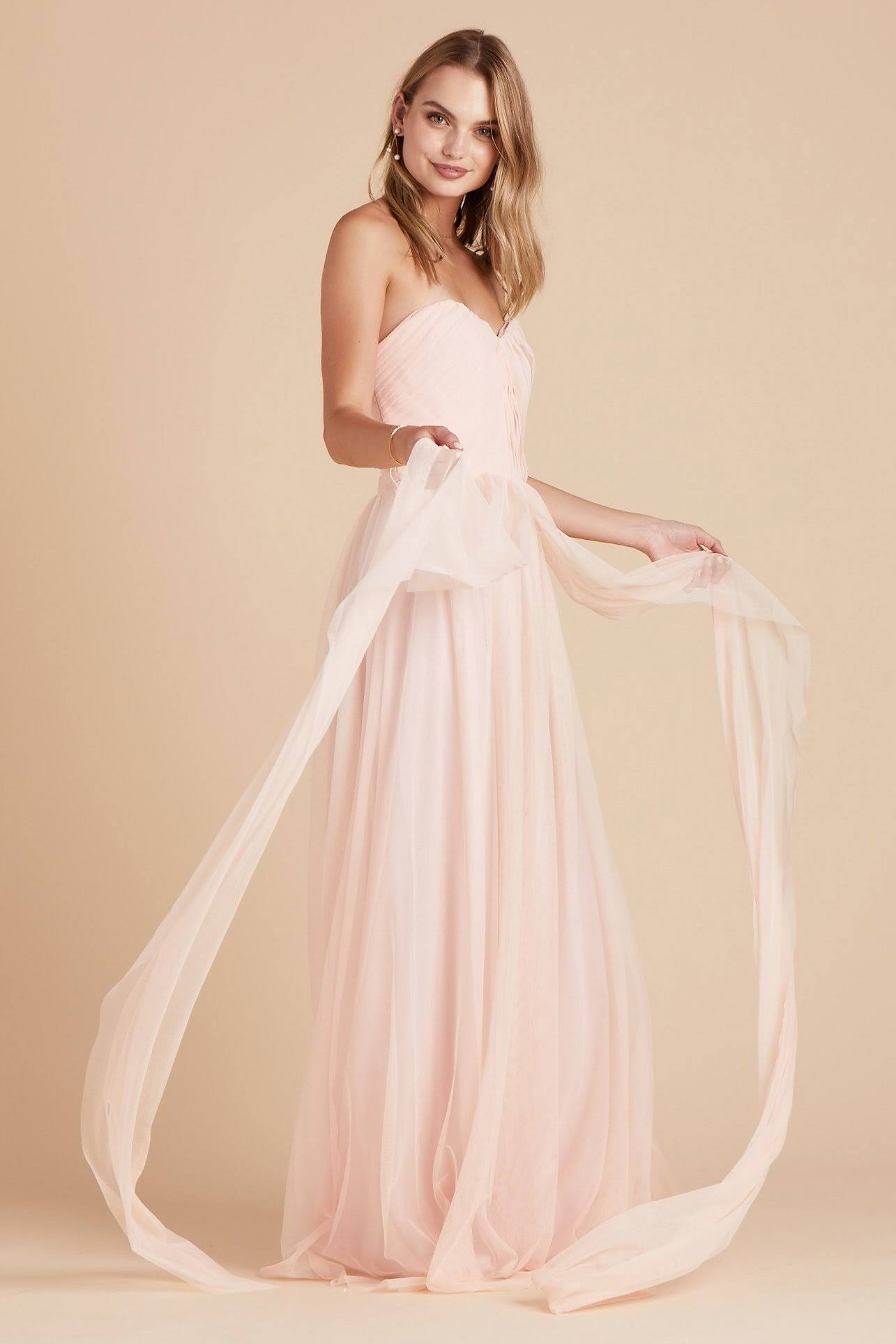 Birdy Grey Christina Convertible Tulle Bridesmaid Dress in Blush Pink L / Blush Pink