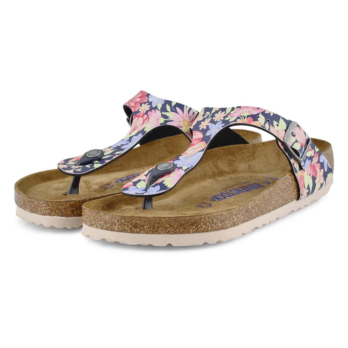 Birkenstock Gizeh Birko-Flor Supernatural Flowers Navy Thong Sandals