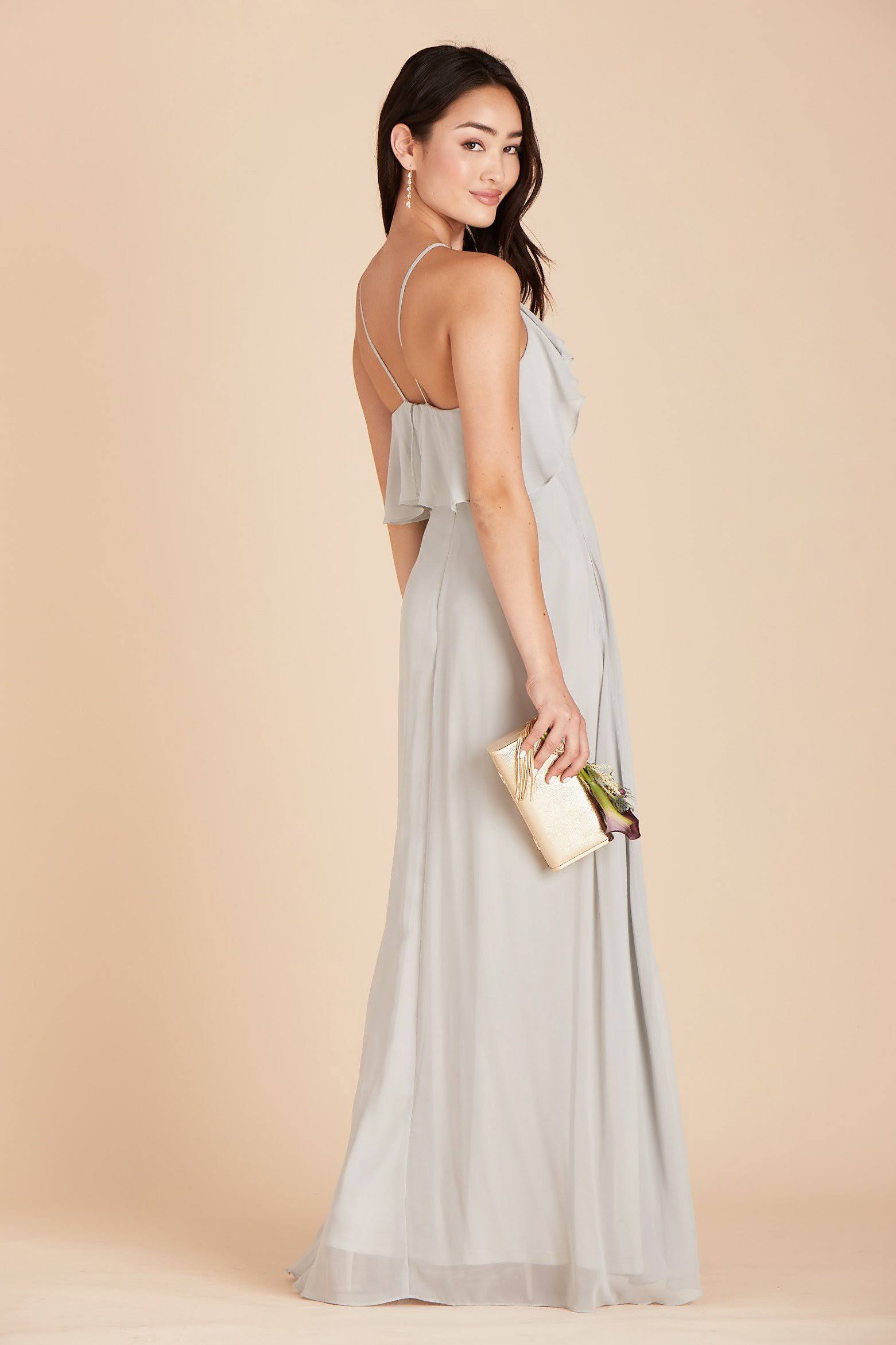 Birdy Grey Jules Chiffon Bridesmaid Dress in Dove Gray XL / Dove Gray