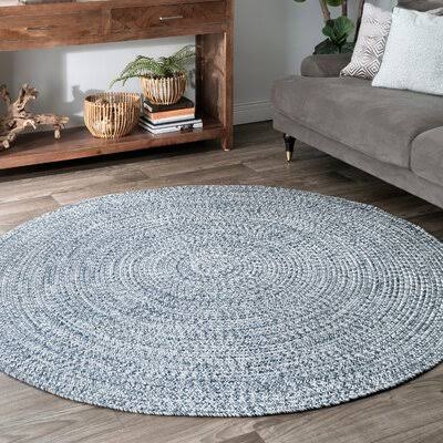 Handmade Braided Blue/White Area Rug Rug Size: Round 8&