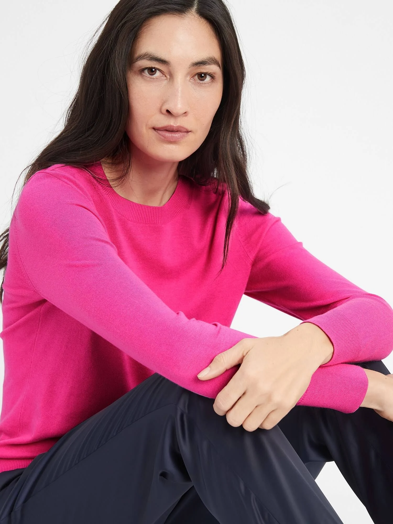 Women's Washable Forever Crew-Neck Sweater Pink