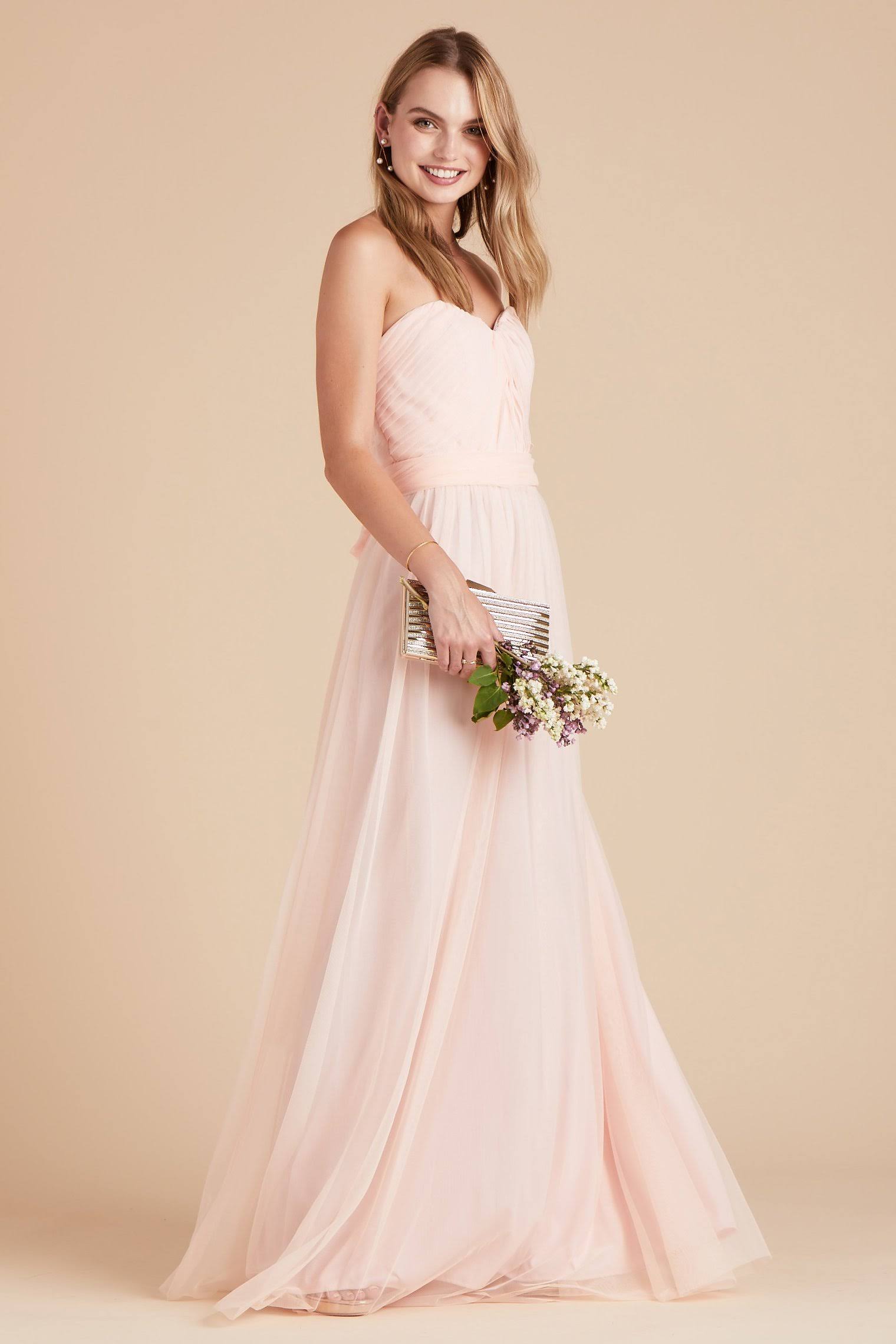 Birdy Grey Christina Convertible Tulle Bridesmaid Dress in Blush Pink L / Blush Pink