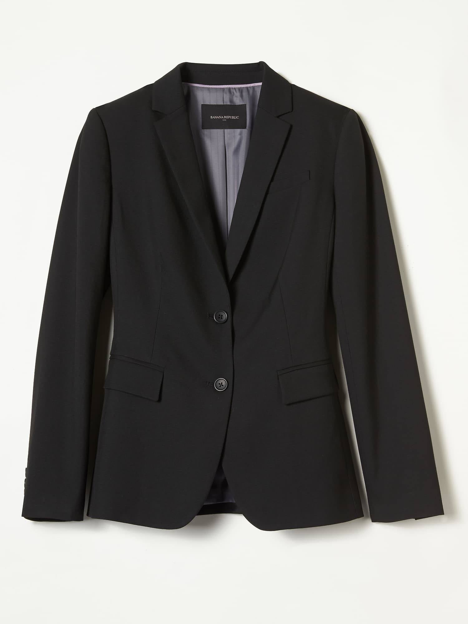 Banana Republic Factory Women's Washable Long and Lean Black Two-Button Blazer Black Regular Size 0