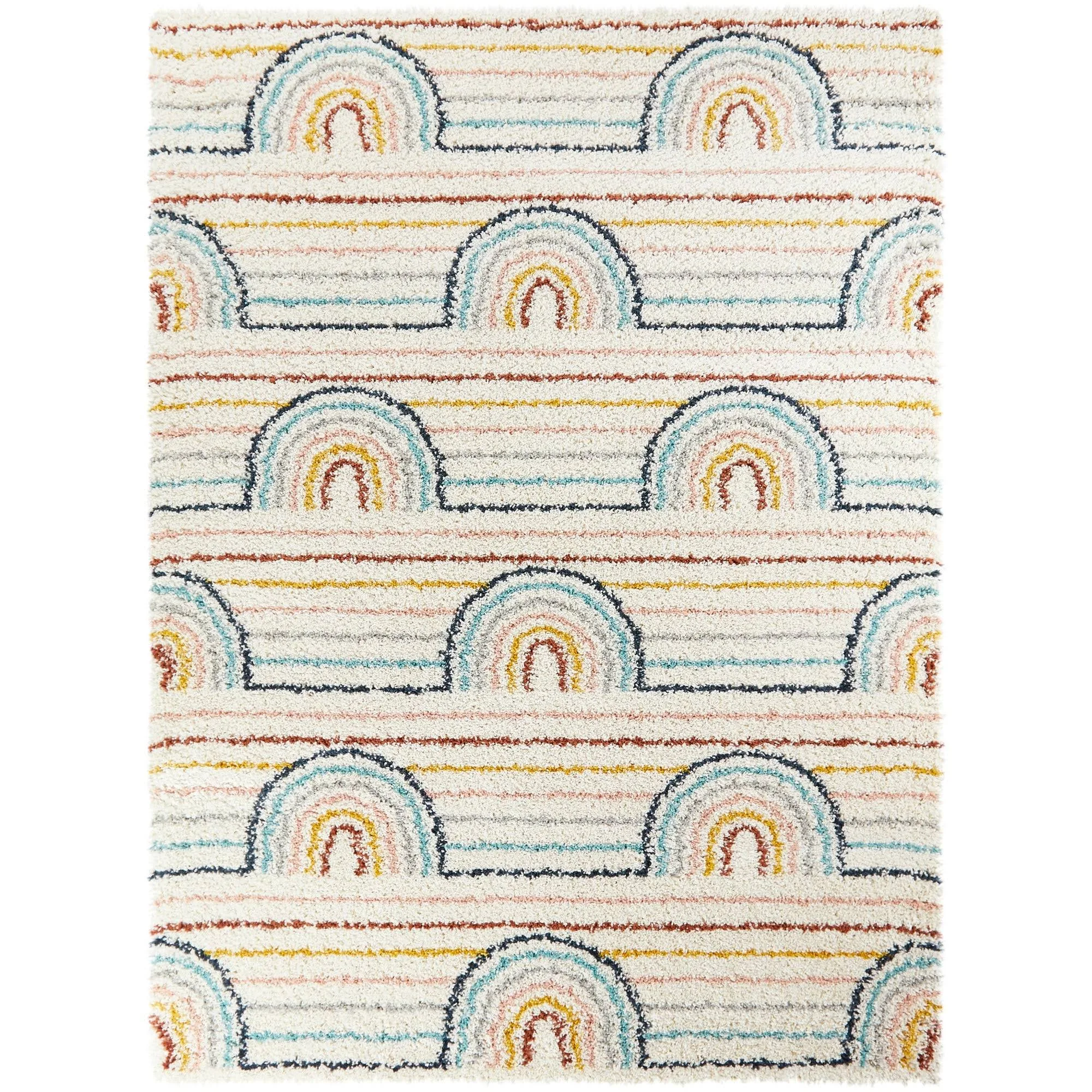 Hailey Kids Rainbow Print Moroccan Shag Boys & Girls Berber Area Rug - 7&10x22 x 10& - Burnt Orange
