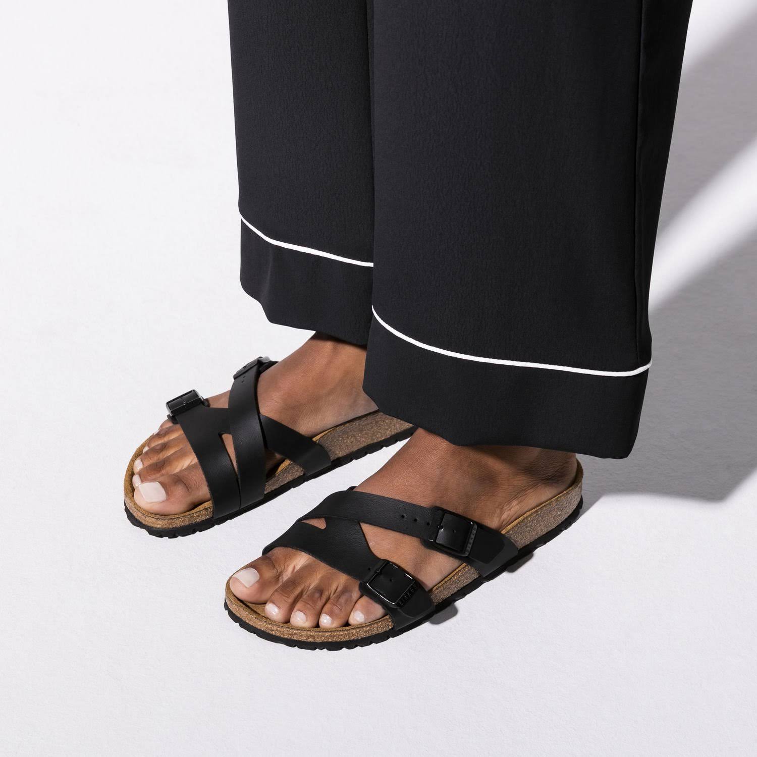 Birkenstock Women's Yao Slide - 41 Narrow - Black Birko-Flor