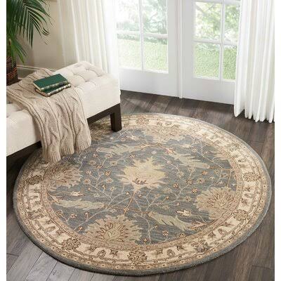 Constance Oriental Hand-Tufted Wool Blue Area Rug Birch Lane Rug Size: Round 6&