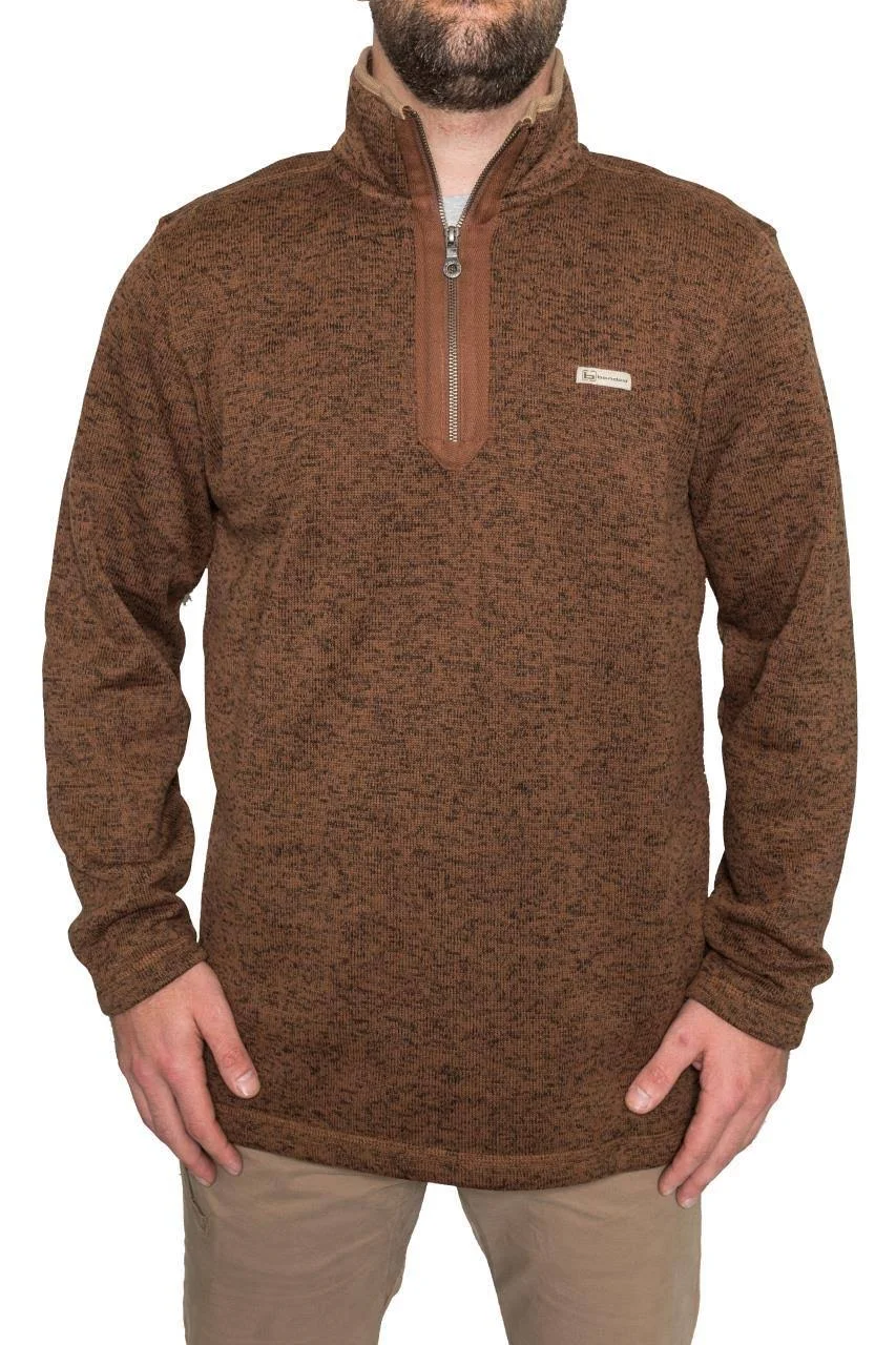 Banded Heather Fleece 1/4 Zip Pullover Brown 3XL