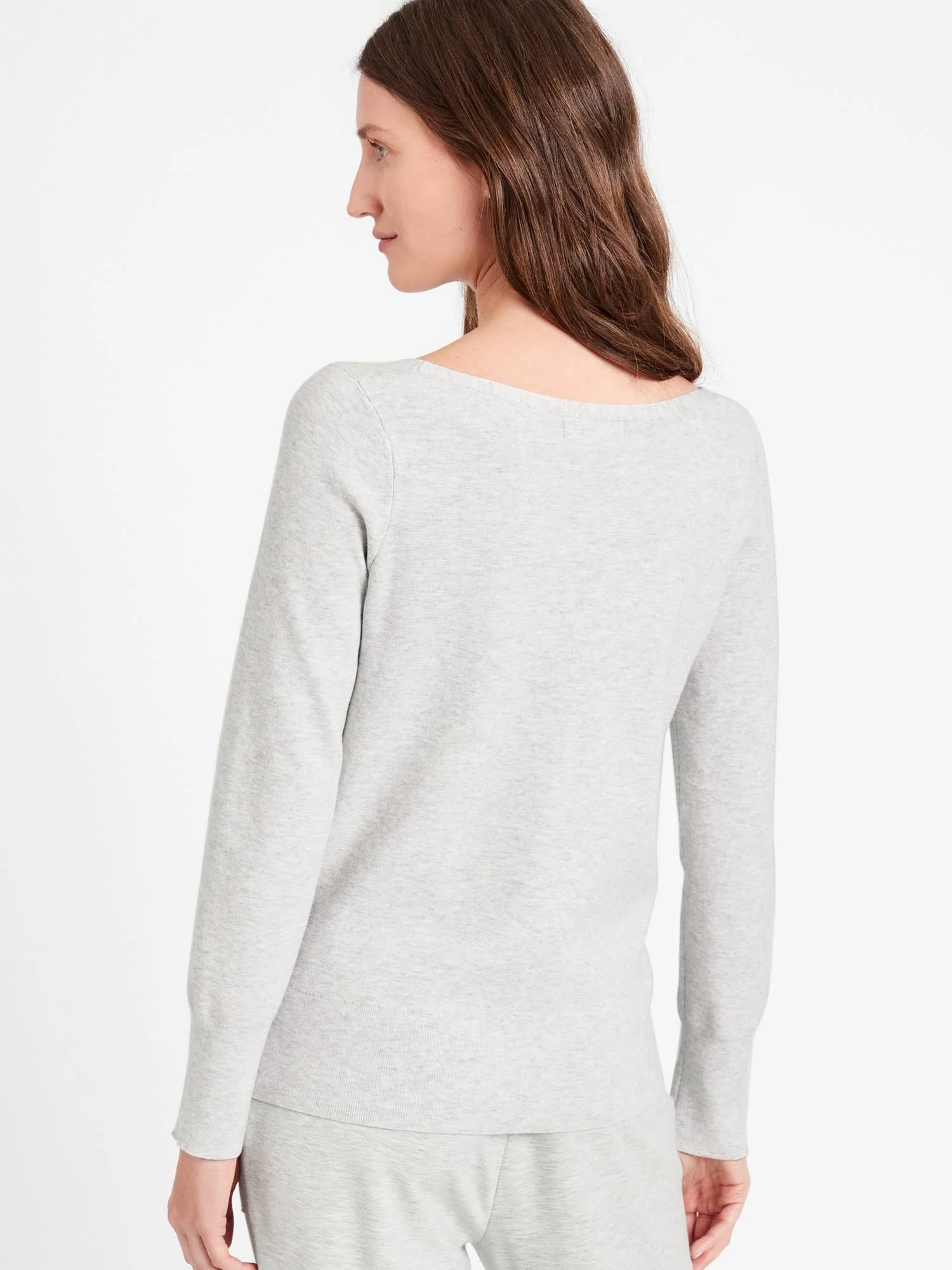 Banana Republic Women's Wide V-Neck Sweater Top Light Gray Size Xs