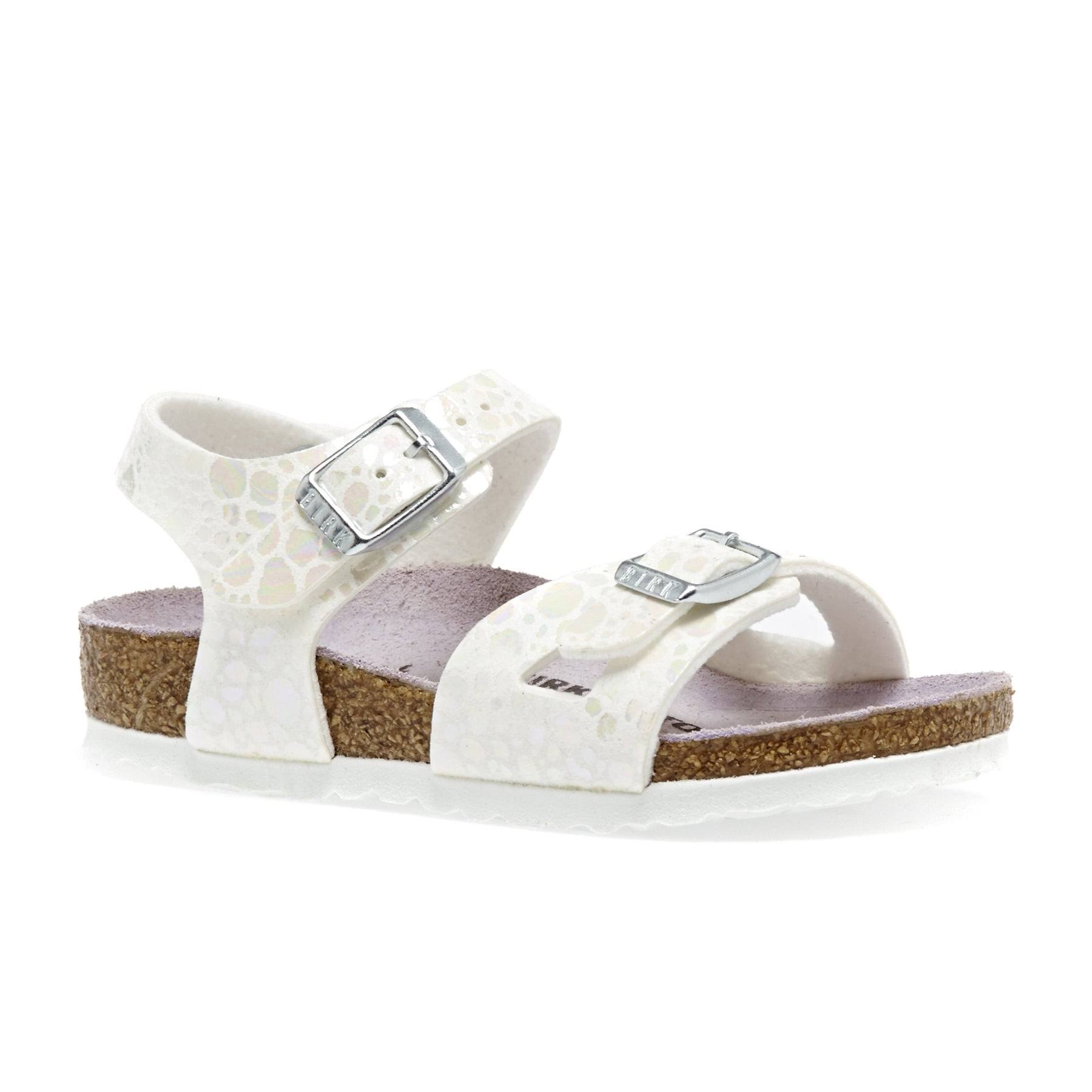 Birkenstock Rio Kids Sandals - Metallic Stones White
