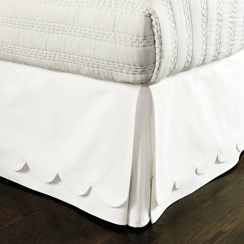 Scalloped Twill Bedskirt Super White Twill Queen - Ballard Designs
