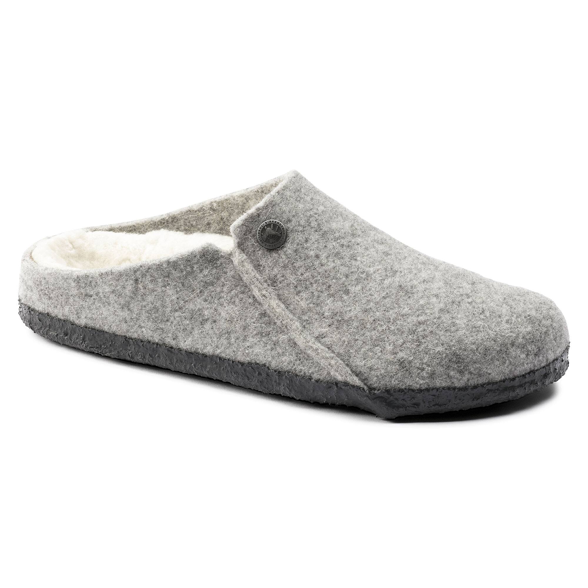 Birkenstock Shearling Zermatt Wool Felt Light Gray Clogs
